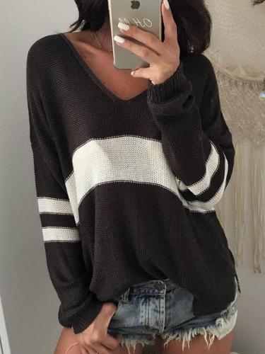 V Neck Knit Hollow Out Sweaters