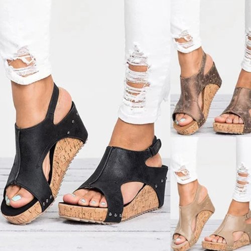 Large Size Slip On Thong Wedge Sandals