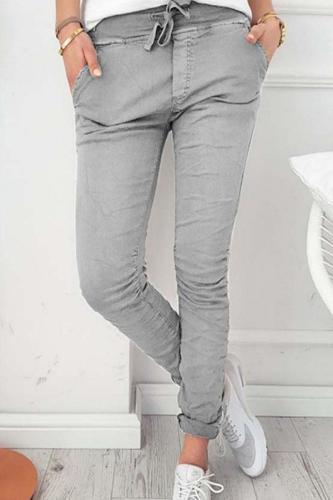 Slim Leg Belt Plain Pants