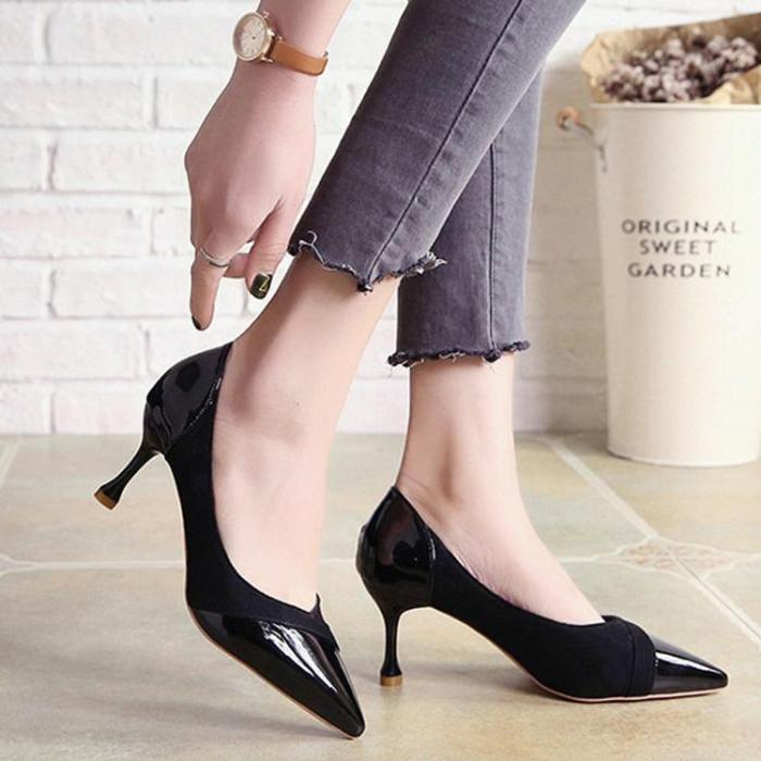 Fashion Elegant Spell Color High Heel Woman Shoes