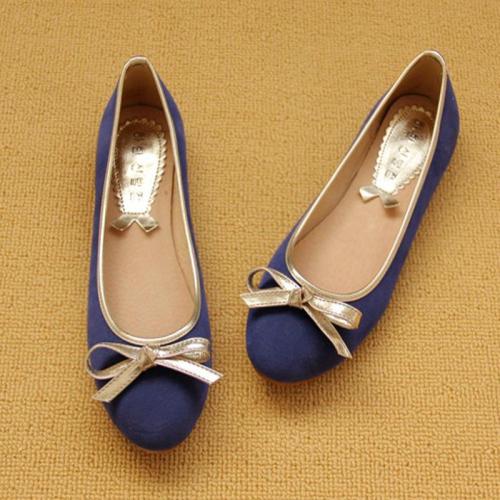 Women Plus Size Bowknot Flats Multicolored Slip-On Suede Shoes