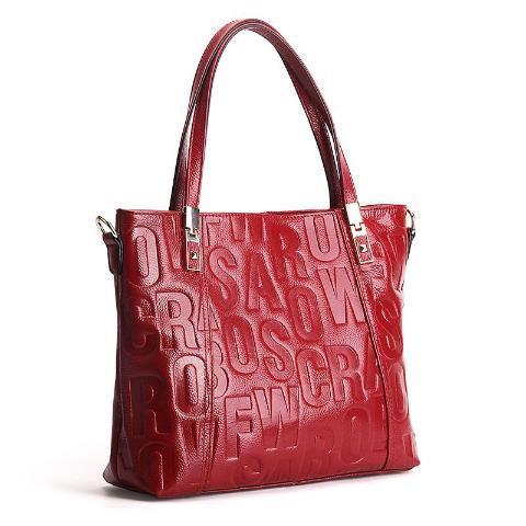Letter Design Genuine Leather Luxury Handbag