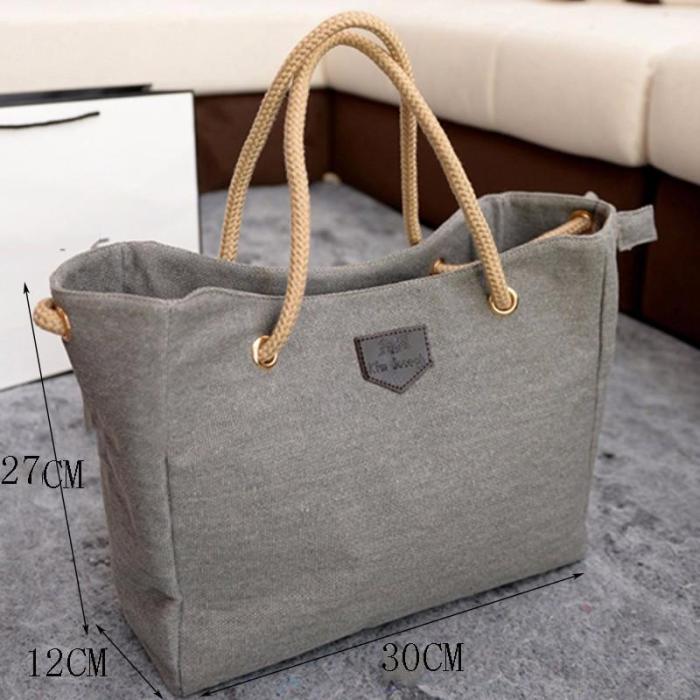 Woman Big Canvas Tote Sling Bags Over Shoulder