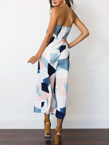 Sexy Chiffon Geometric Printed Sleeveless Jumpsuit