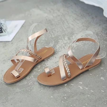 Casual Flat Heel Slip On Sandals  Shoes