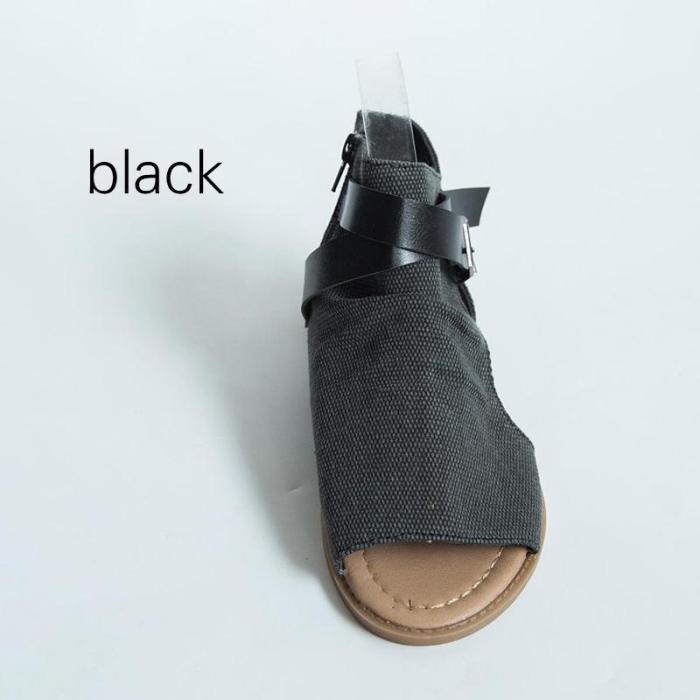 Denim Cloth Adjustable Buckle Sandals