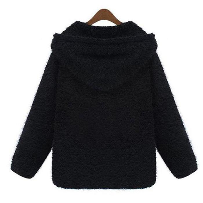 Velvet Thick Hooded Plush Coat Outerwear