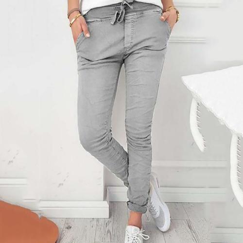 Slim Leg Belt Plain Pants
