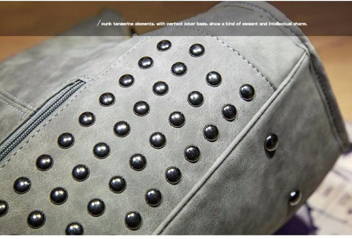 Elegant Rivet Nubuck Leather Tassel  Vintage Shoulder Bag