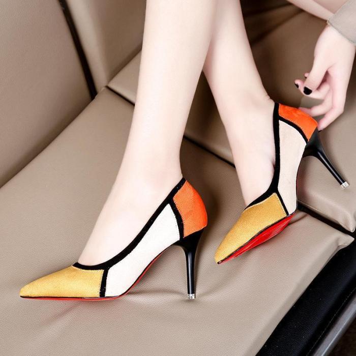 Fashion Spell Color Shallow Mouth High Heels Shoes