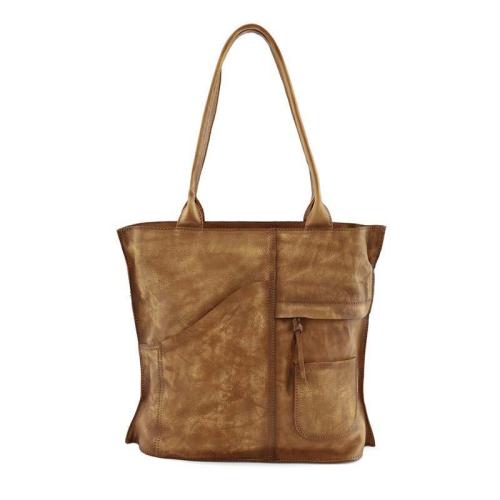 Retro Brushed Off Genuine Cow Leather Handbags Simple Style