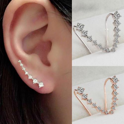 Silvery Golden Rhinestone Crystal Earrings