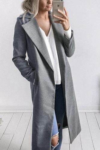 Fashion Long Sleeves Causal Outerwear In Grey