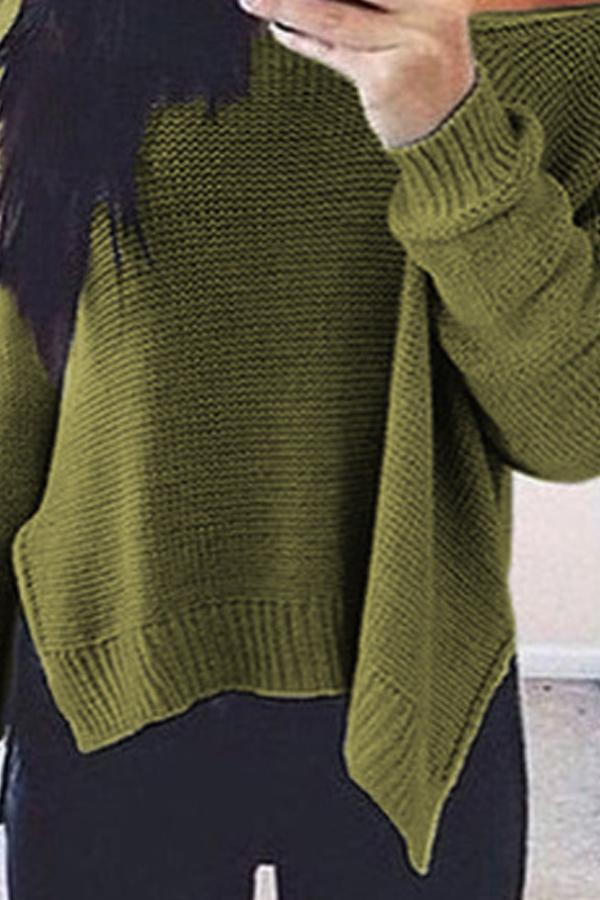 Off Shoulder  Asymmetric Hem  Plain Sweaters