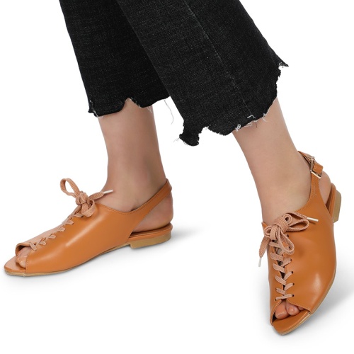 Women PU Sandals Casual Peep Toe Adjustable Buckle Shoes