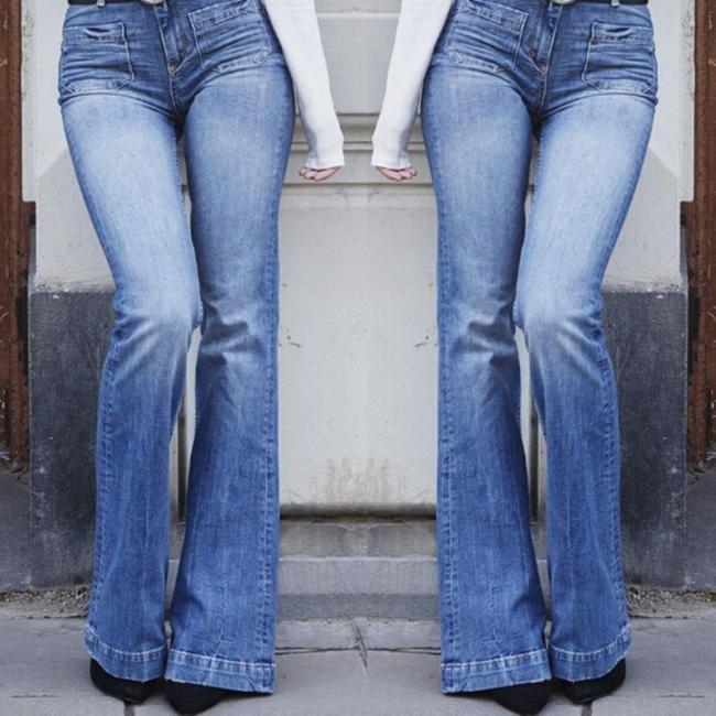 High Waist Flared Trousers Jeans Pants