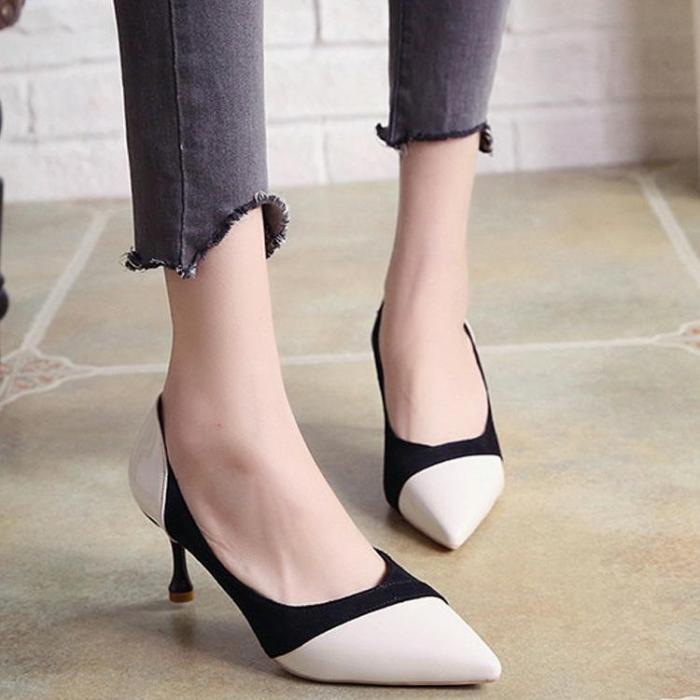 Fashion Elegant Spell Color High Heel Woman Shoes