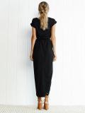 Asymmetric Hem  Plain  Short Sleeve Maxi  pure color Dresses
