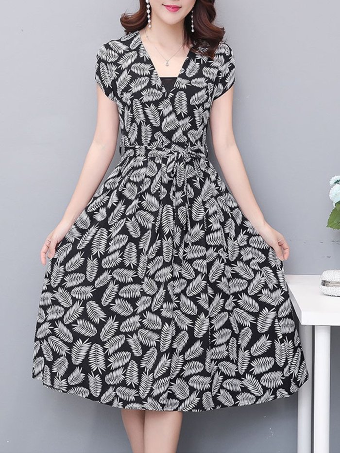 Woman V Neck  Floral Printed Maxi Dress