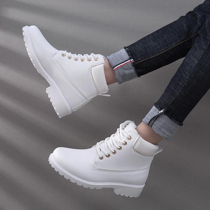 Lace-up Low Heel Non-slip Fleece Lined Martin Boots