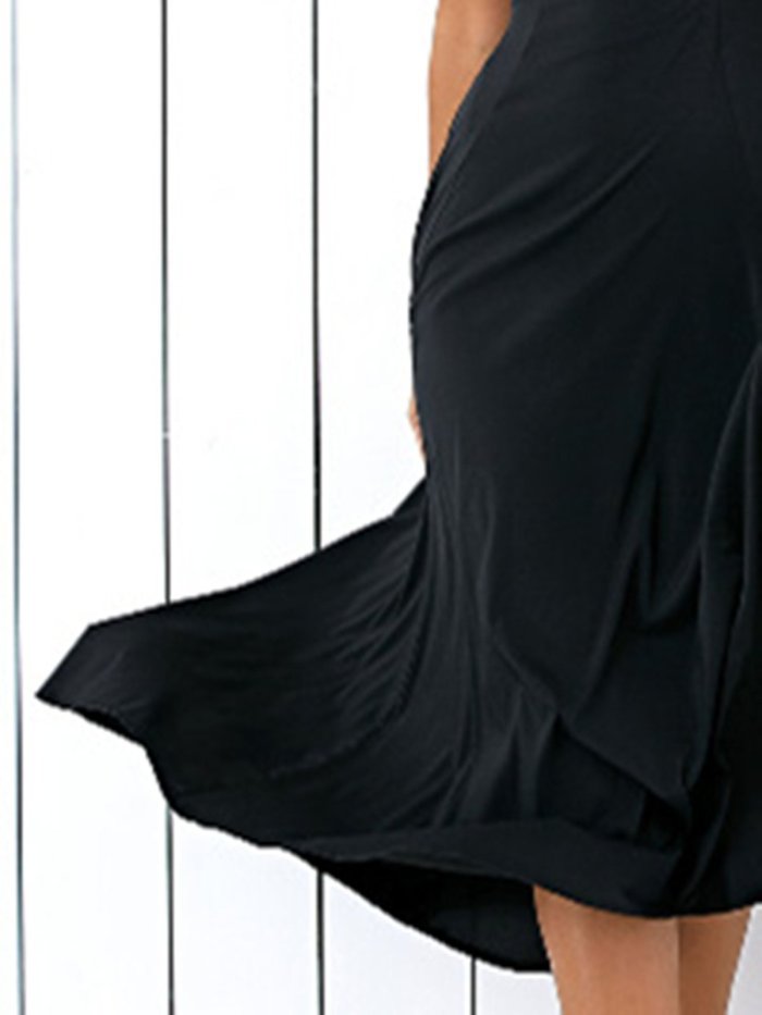 Black A-line Pockets Sleeveless Elegant Crew Neck Dress