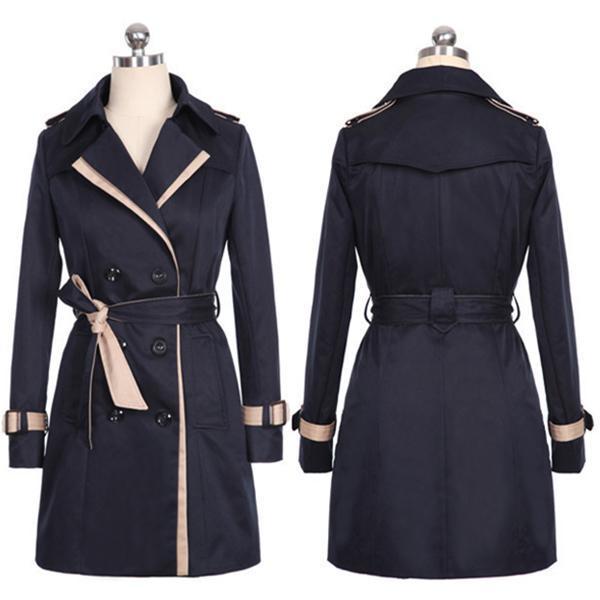 Retro Casual Slim Double-Breasted Trench Coat Outwear
