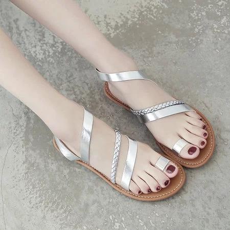 Casual Flat Heel Slip On Sandals  Shoes
