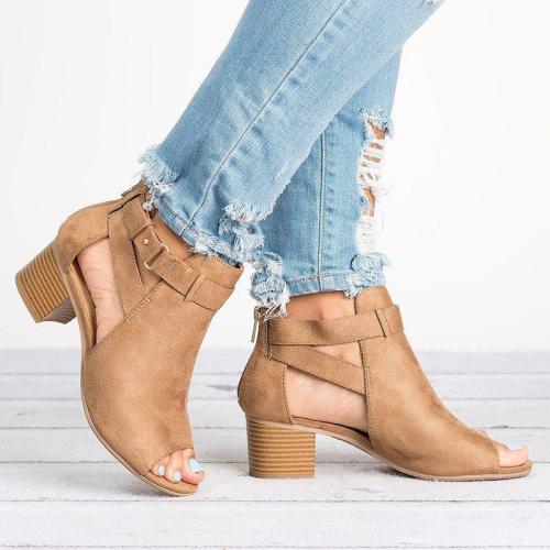 Women Leather Pumps Booties Casual Zipper Shoes