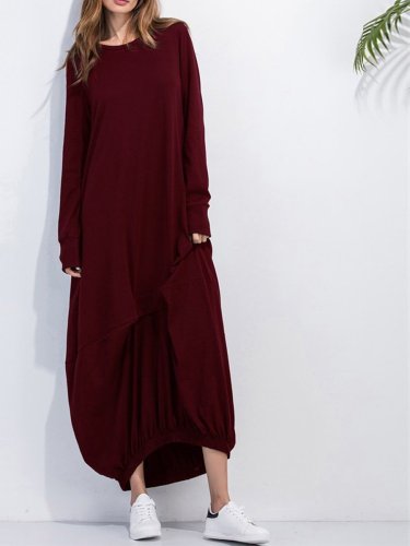 Loose More Colors Large Size Pure Maxi Dress