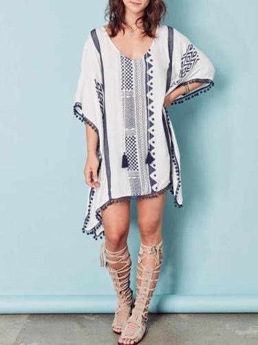 Lacy Pompom Loose Cover-up Top