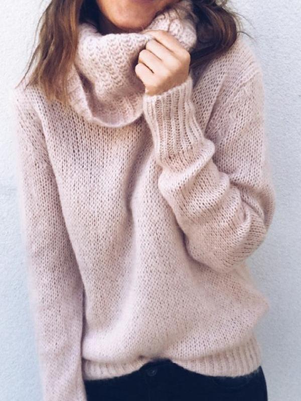 Cowl Neck  Loose Fitting  Plain Sweaters