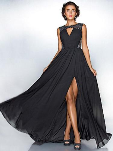 Fashion Black Sleeveles Maxi Dress Evening Dress