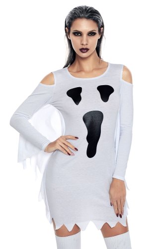 Fashion Halloween Ghost Bat Zigzag Dress