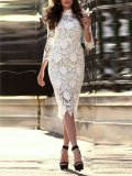 White Lace Woman Sexy Sweet Bodycon Evening Dresses