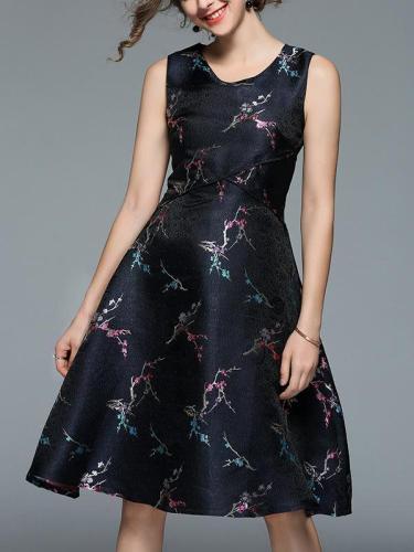 Jacquard Sleeveless A-Line Mini Dress