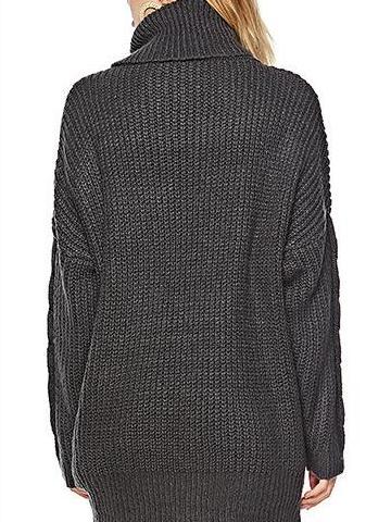 New High collar  Long sleeve Long Sweaters