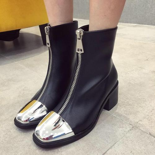 New Fashion Front zipper Chunky heel Boots