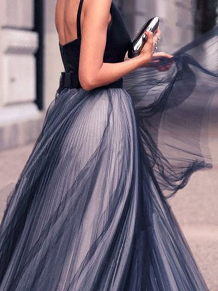 Black V Neck Woman Sexy Elegant With Bowknot Evening Dress