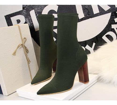 Fashion Wood Chunky heels Pointed Toe Sexy Boots