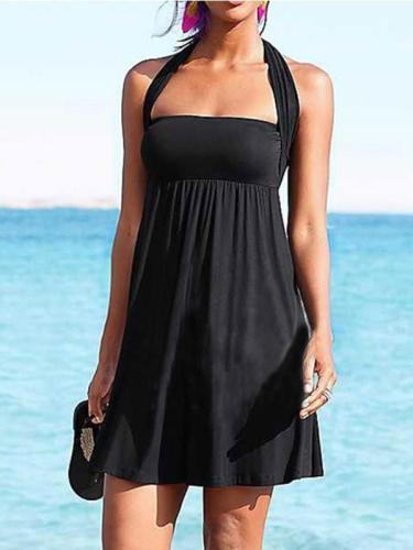 Sexy Black Various Methods of Wear Beach Dress Mini Dress