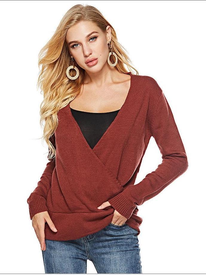 Autumn Long sleeve V neck Fashion Sweaters
