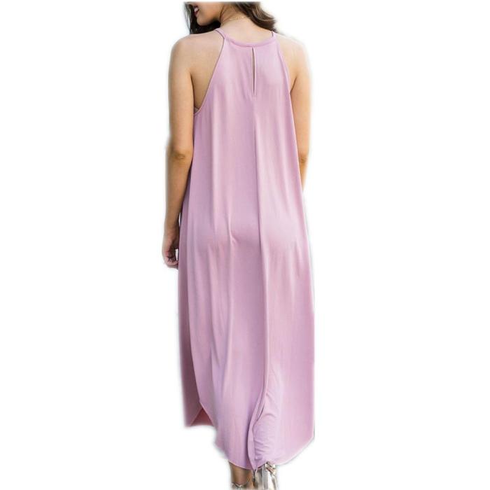Women Sext Halter Sleeveless Sling Maxi Dress