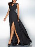 Fashion Black Sleeveles Maxi Dress Evening Dress
