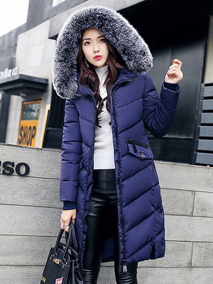 Hooded Quilted Longline Pocket Padded Coat
