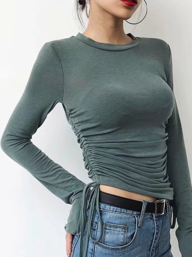 More Colors Woman Fashion Chic Long Sleeve T-shirts