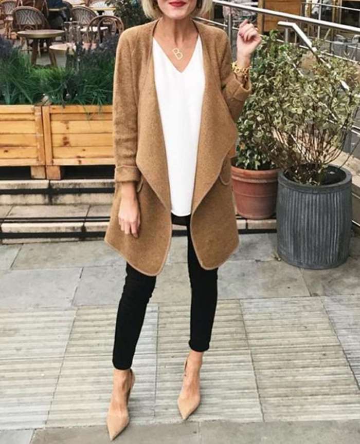 Fashion Lapel Long sleeve Cardigan Coats