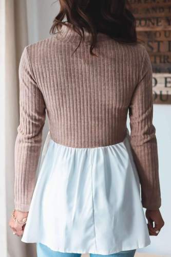 Fashion Gored High collar Long sleeve Knit Sweaters