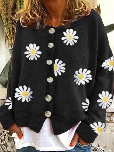 Chic Warm Daisy Single Breasted Casual sweaters Cardigans