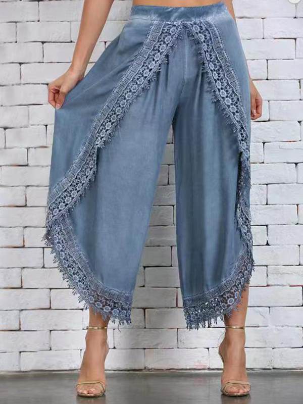 Lace harlem pants wide-leg pants for women