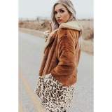 Fashion Casual Plush Leopard Lapel Long sleeve Coats